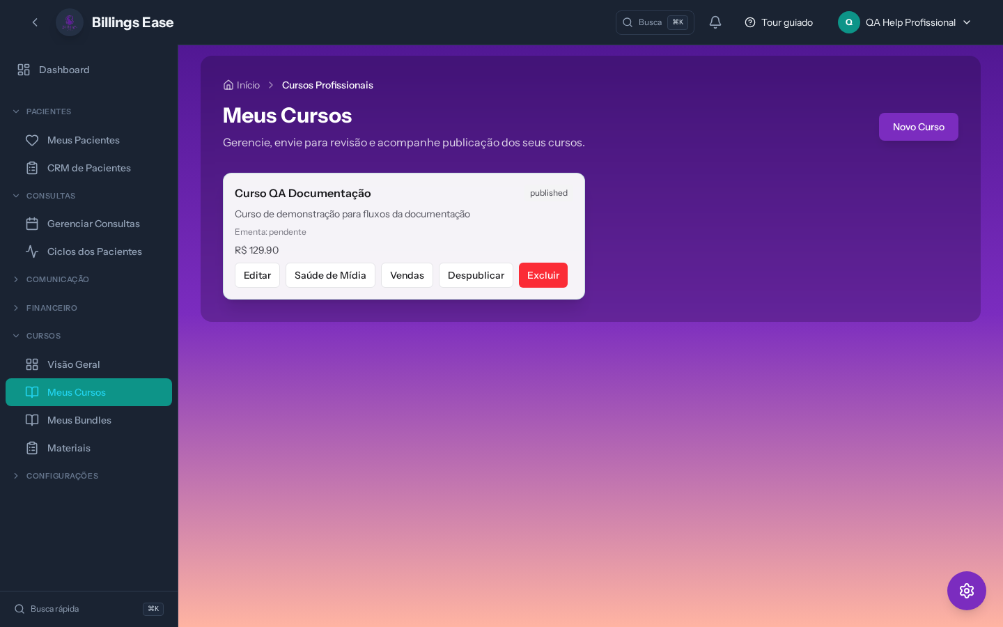 Visão geral da tela