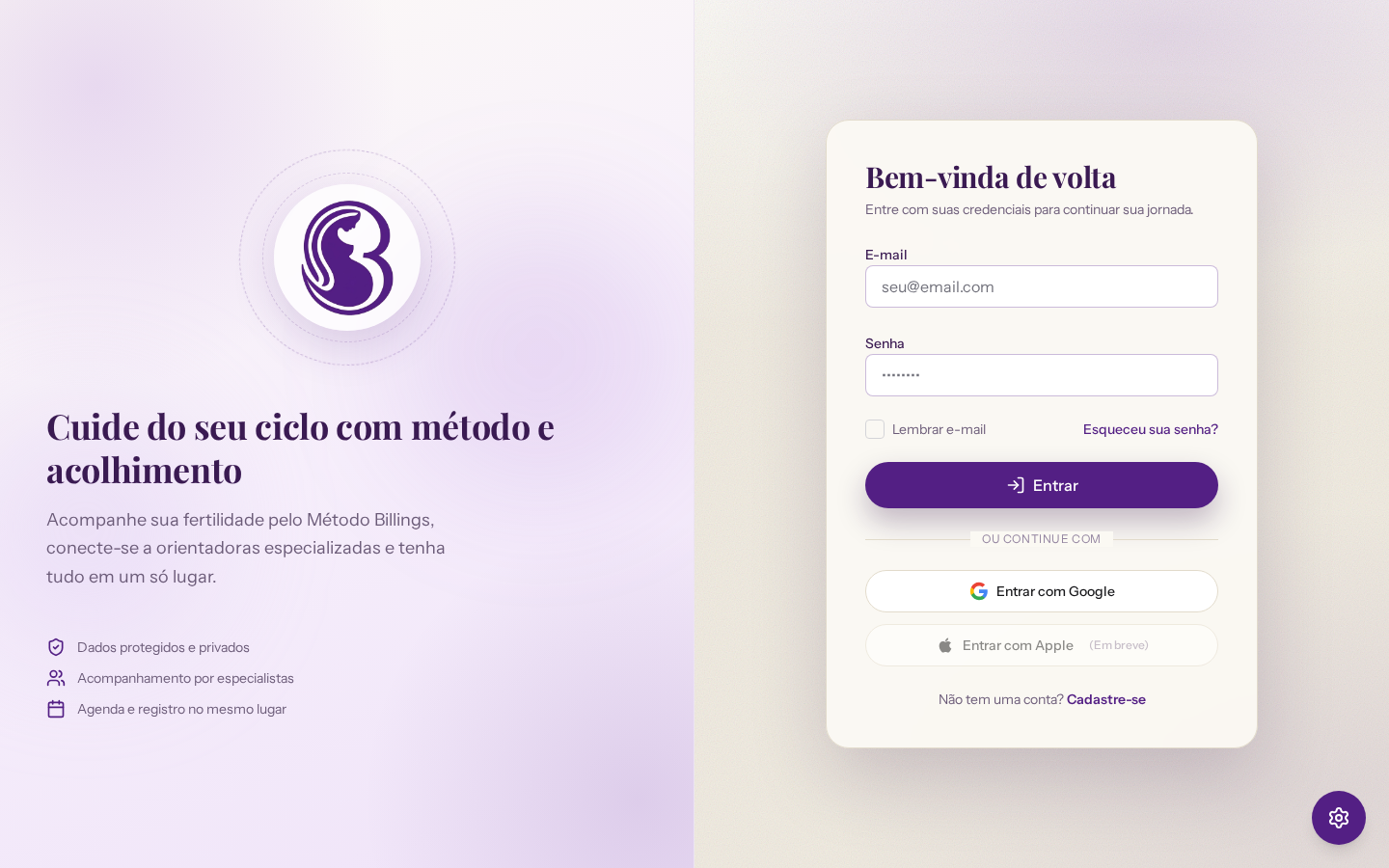 Visão geral da tela