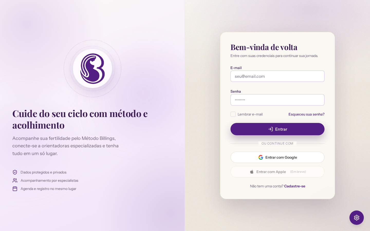 Visão geral da tela