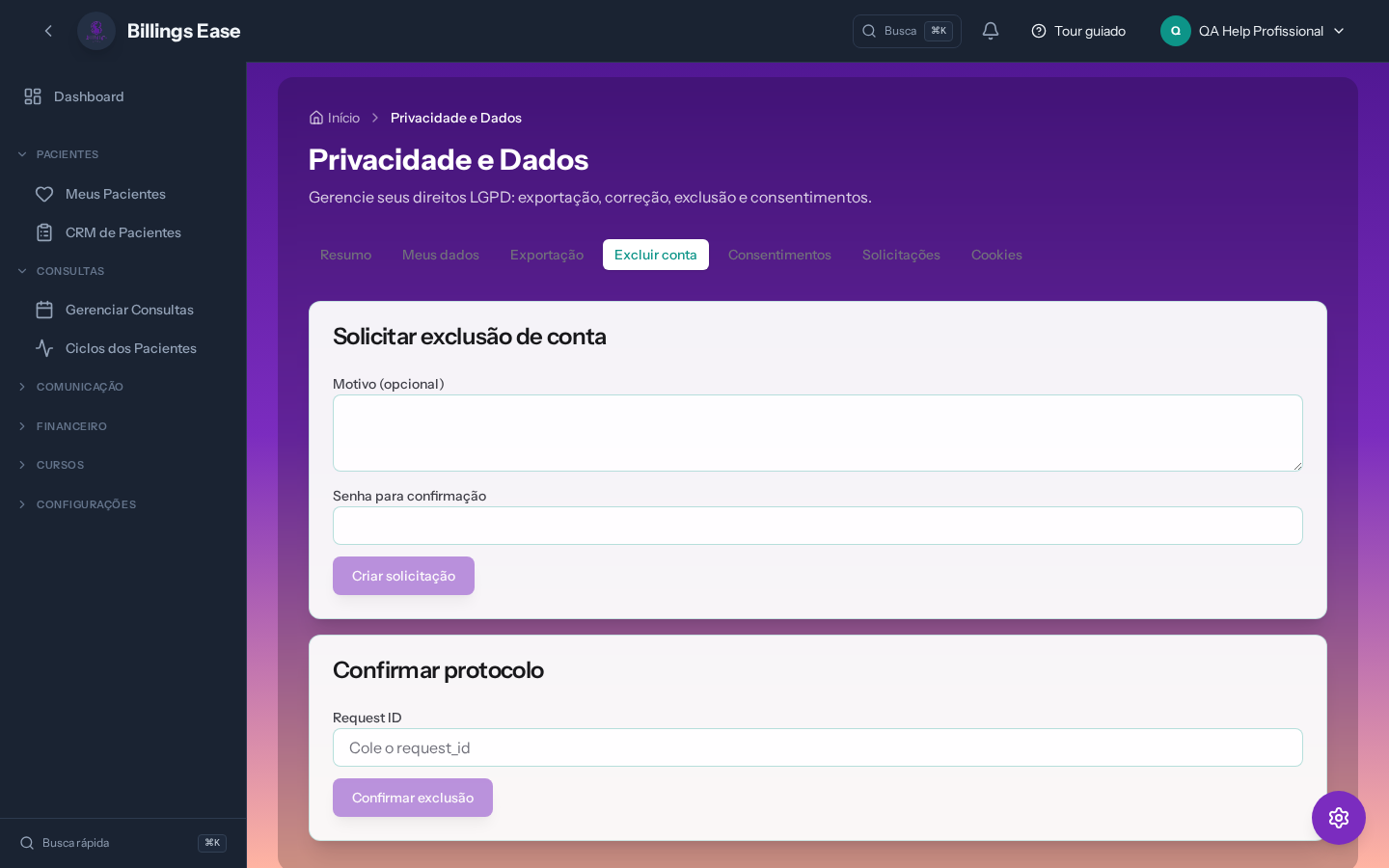 Visão geral da tela