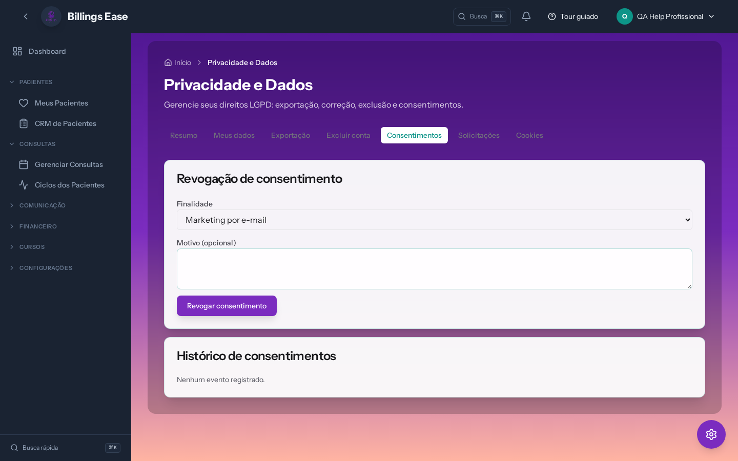 Visão geral da tela