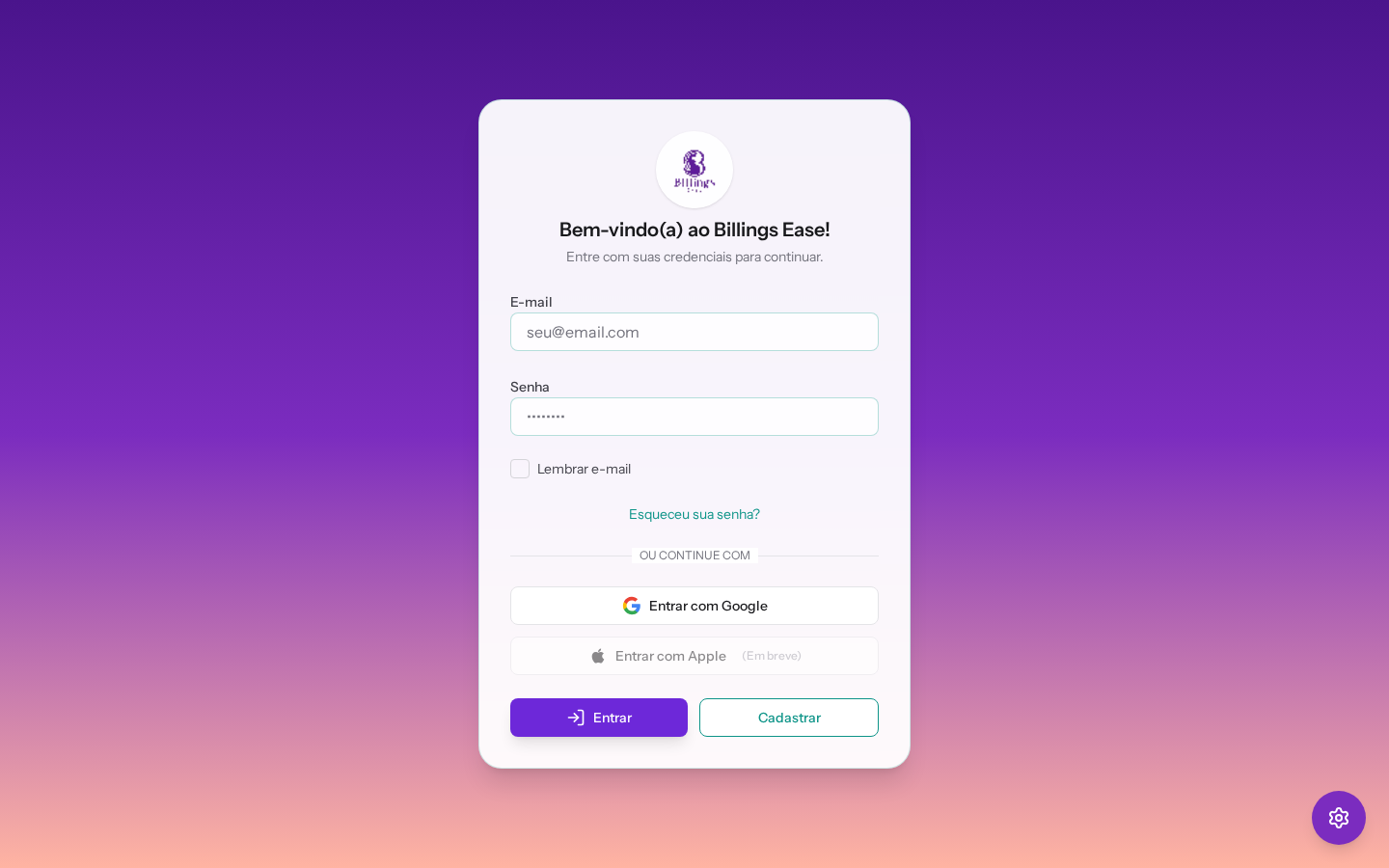 Visão geral da tela