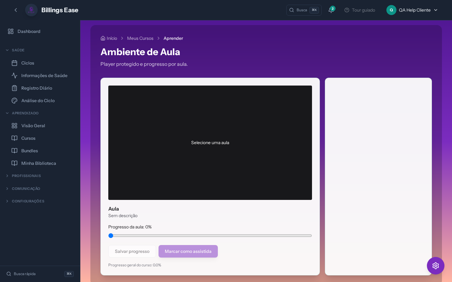 Visão geral da tela