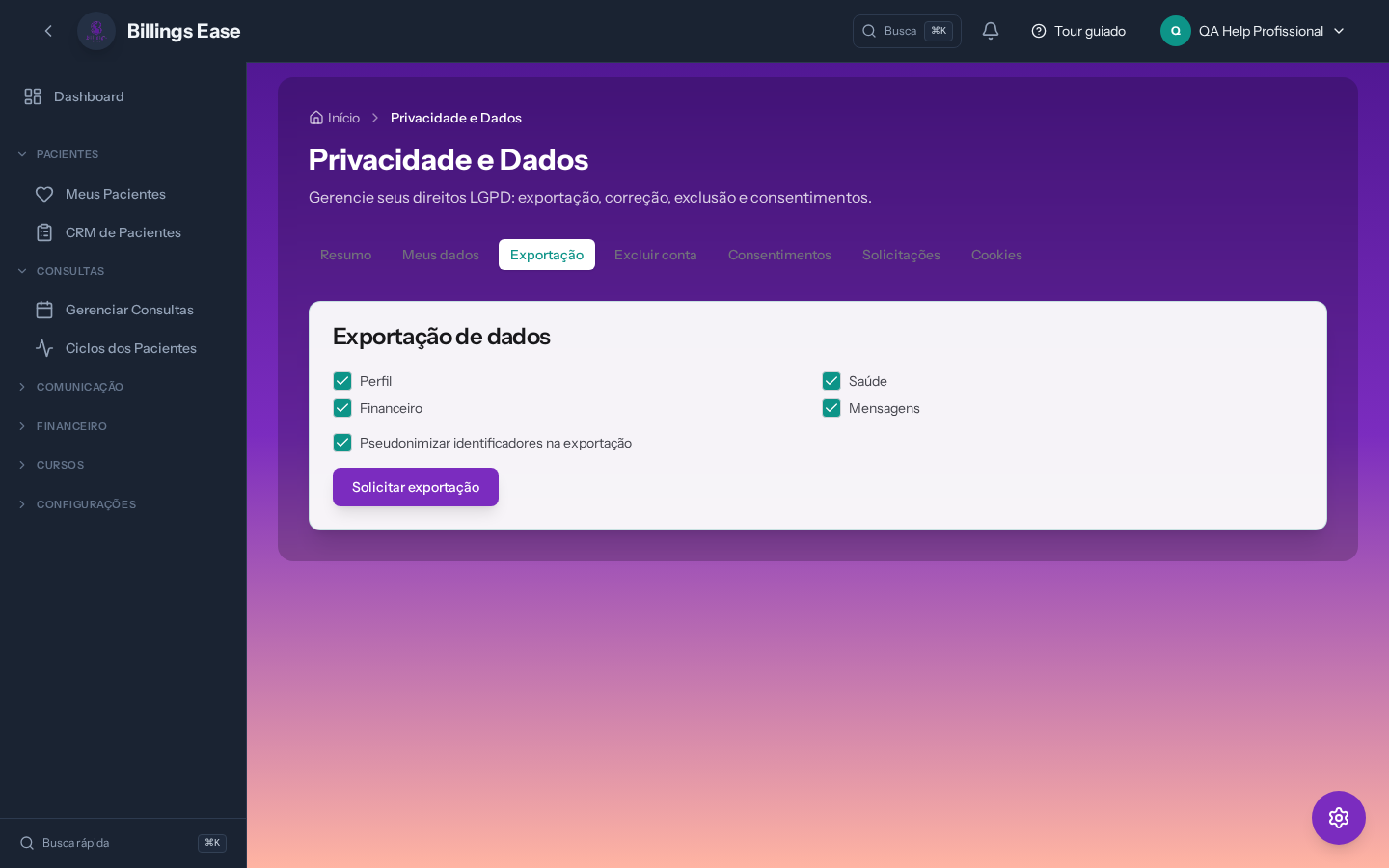 Visão geral da tela