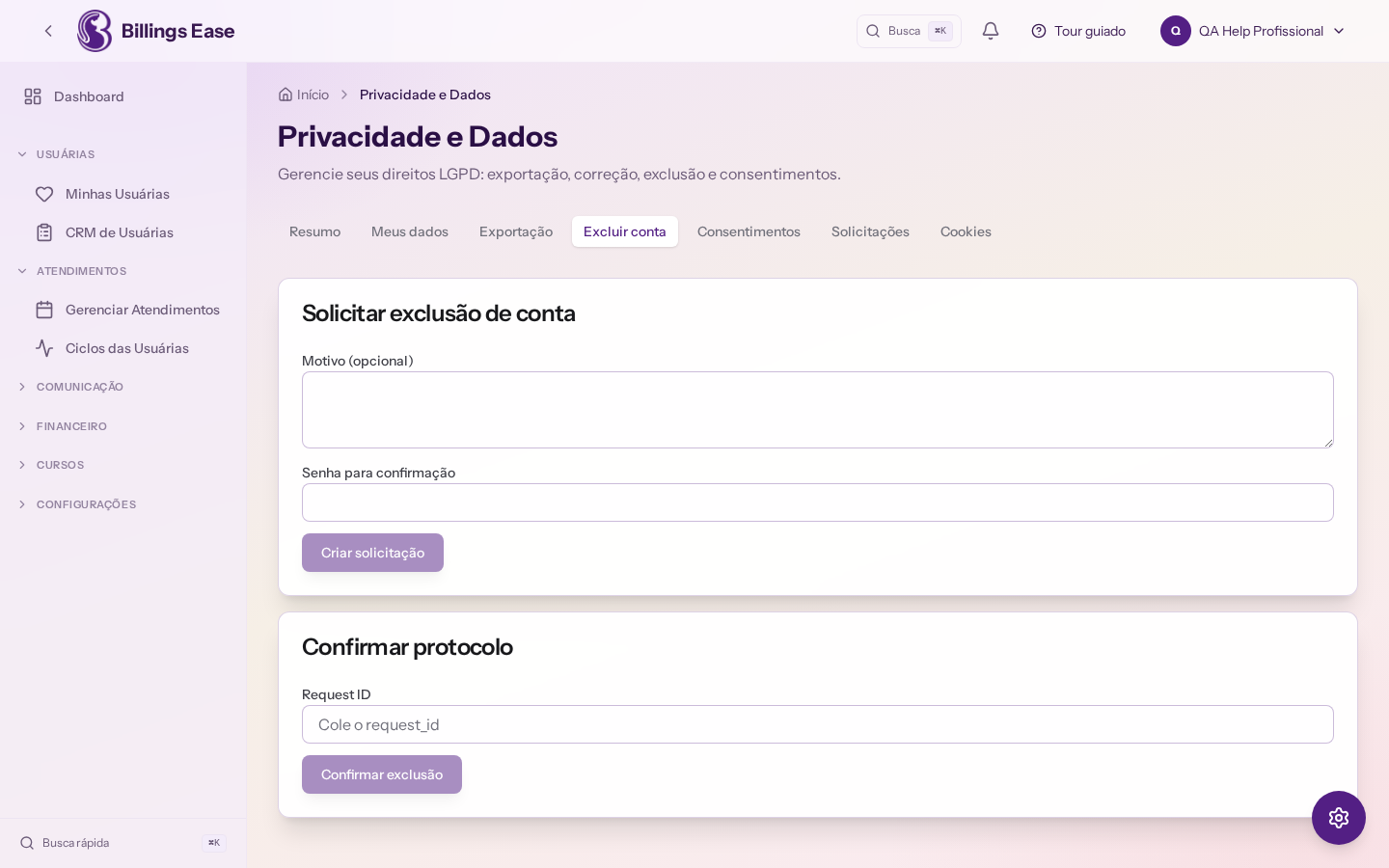 Visão geral da tela