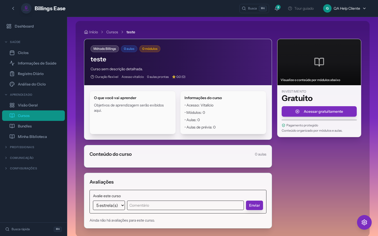 Visão geral da tela