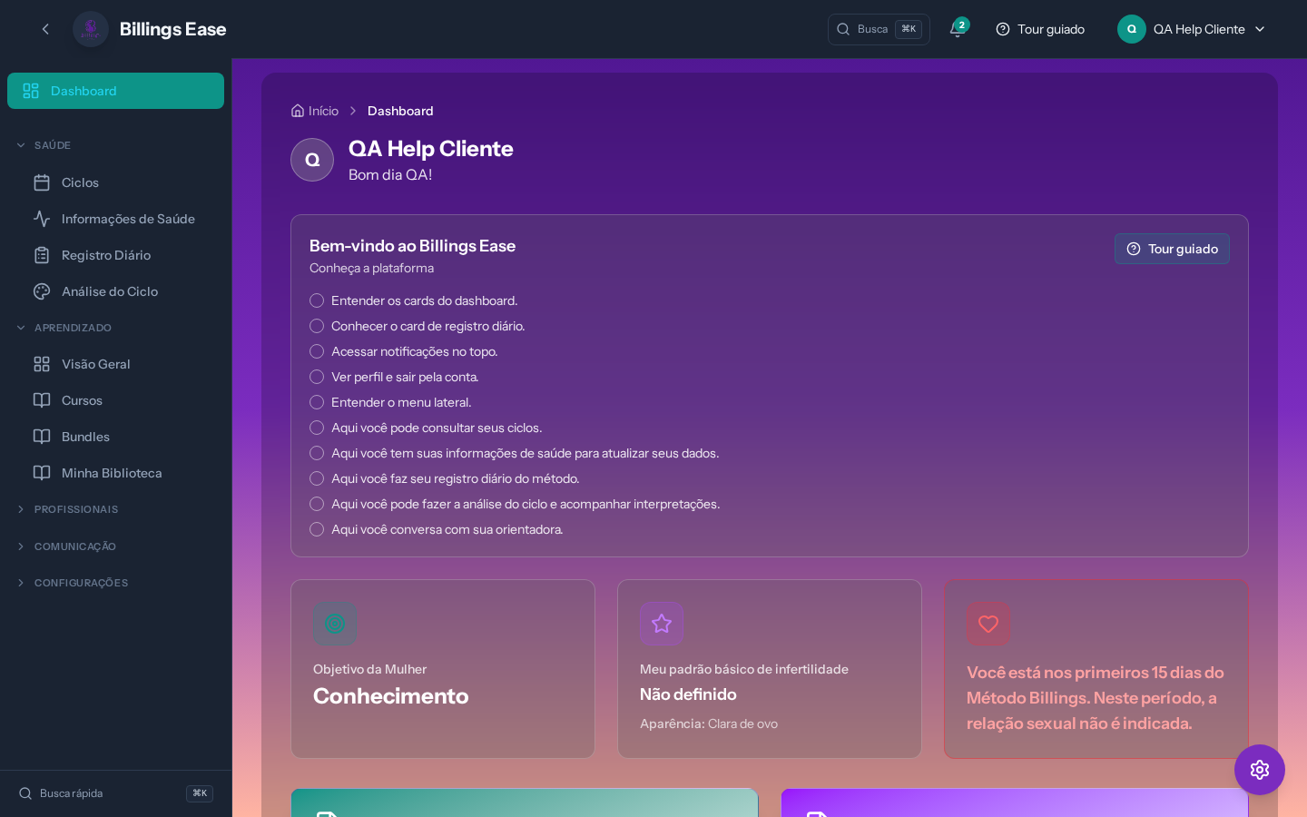 Passo 9 - dashboard após registro
